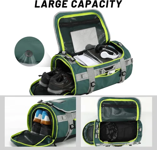 Vista 58 de MIER Mochila deportiva grande con compartimento para zapatos, resistente y resistente al agua, azul marino, 45L