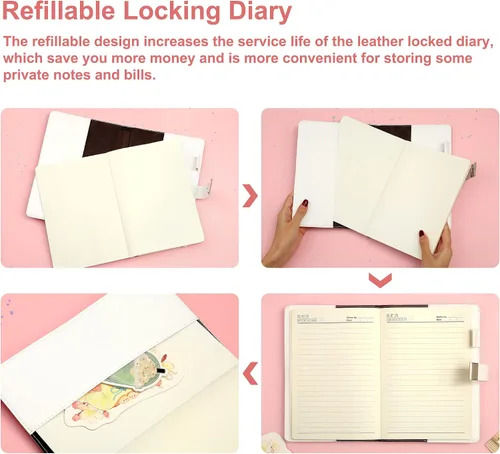 Vista 4 de CAGIE Diary with Lock for Girls Age 8-12,Birthday Gifts for 9 10 11 12 Year Old Girls, Tie Dye Design 192 Pages Diary with Pen, 5.7 x 8.5 Inch