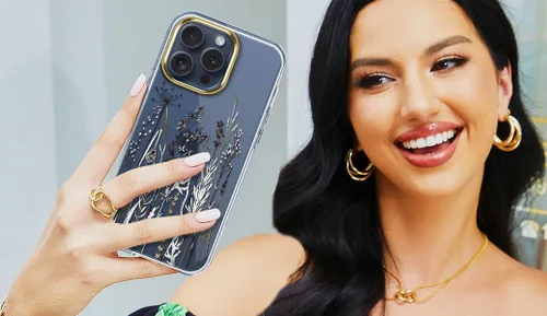 Vista 3 de luolnh Funda compatible con iPhone 15 Pro Max, para mujeres y niñas, a prueba de golpes, con patrón floral transparente, carcasa trasera dura