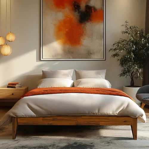 Vista 11 de Acacia Mervyn - Cama de plataforma de madera de 14 pulgadas, marco de cama sin cabecero, marco de cama tamaño Queen, color chocolate
