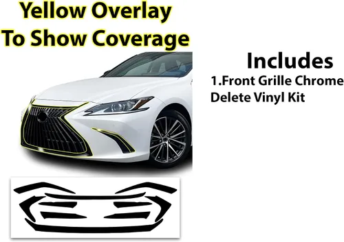 Vista 7 de BOGAR TECH DESIGNS Para Lexus ES 2019-2026 Parrilla delantera Chrome Delete - Kit de revestimiento de vinilo precortado, borde opaco negro brillante