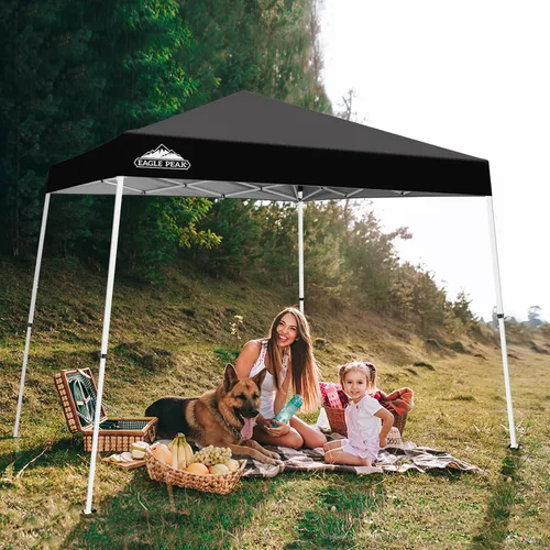 Vista 8 de Eagle Peak - Pérgola plegable (10.0 x 10.0 pies), patas inclinadas, de tela, para exteriores, fácil de montar, Negro