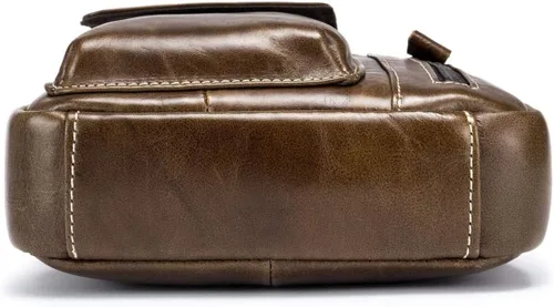 Vista 5 de BULLCAPTAIN Bolso bandolera de cuero genuino para hombre, bolso cruzado de hombro pequeño para hombre, bolso de mensajero de viaje casual para uso
