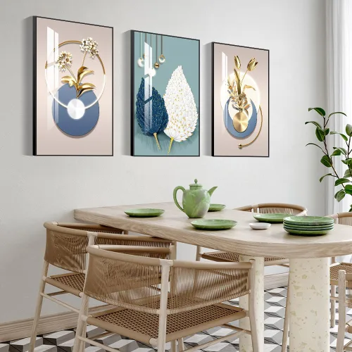 Vista 7 de MPLONG Arte de Pared Enmarcado de Estilo Brillante - Patrón de Forma Moderna Abstracta en Blanco, Azul, Amarillo, Gris - Que Combina Artísticamente