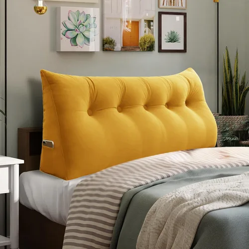 Vista 41 de Almohada de cuña doble gruesa de 8 libras para cabecero de dormitorio universitario, almohada de cuña de terciopelo con respaldo triangular