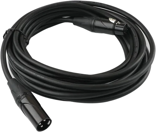 Vista 2 de MFL. Cable DMX de 3 pines XLR macho a hembra de 15 pies para iluminación de escenario, luces DJ 22 AWG 110 ohmios, conector negro, paquete de 4