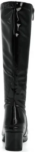 Vista 5 de MAVMAX Botas altas hasta la rodilla de charol para mujer, tacón grueso, plataforma, cremallera, punta redonda