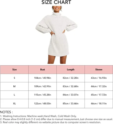 Vista 5 de Aumoo Vestidos largos de manga farol para mujer, vestido suéter de trabajo para mujer