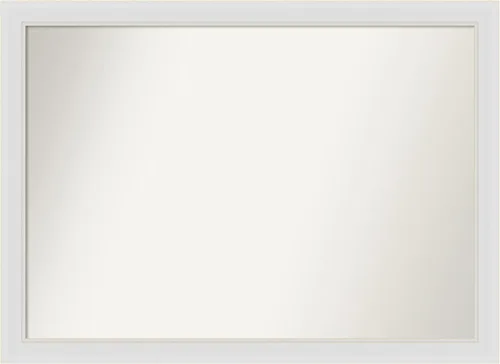 Vista 228 de Amanti Art Espejo de baño blanco para sobre el fregadero, 24 x 26 pulgadas, espejo rectangular blanco y blanco, marco de madera contemporáneo