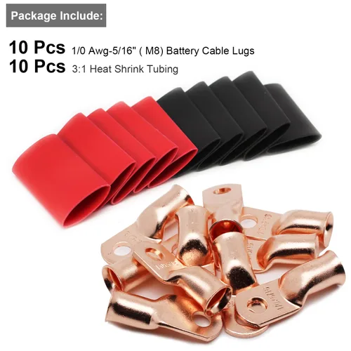 Vista 53 de TKDMR - Kit de 264 piezas de extremos de cable de batería, 132 piezas de terminales de anillo de lengüetas de cable de cobre resistentes AWG 8 6 4 2