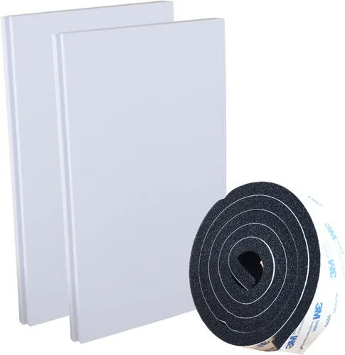 Vista 3 de Paneles de aislamiento de espuma para aire acondicionado de ventana, kit de panel aislante lateral de CA, paquete de 2, blanco, 17 pulgadas de alto