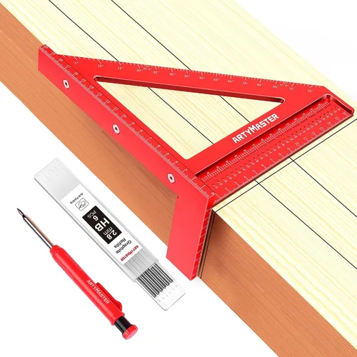 Vista 11 de Regla Cuadrada de Medición Multi-Ángulo 3D Mini de 3.8", WT102A Herramientas de Carpintería de Alta Precisión para Marcado de Agujeros en Trabajos