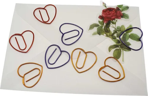 Vista 5 de Clips de papel de corazón morado (50 unidades), regalos de agradecimiento al maestro del día de la madre Package in a metal box, heart shaped