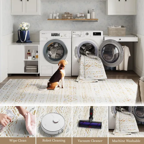 Vista 47 de jinchan Alfombra marroquí de pasillo 2x6 - Alfombra de pasillo lavable a máquina para cocina, alfombra moderna geométrica suave de pelo bajo