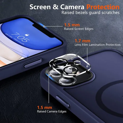 Vista 5 de MOCCA Funda Magnética Fuerte para iPhone 11 Phone Case, [Compatible con Magsafe][Protector de Pantalla de Vidrio + Protector de Lente de Cámara]