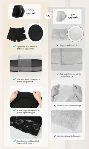 Vista 6 de KIWI RATA - Bragas de encaje acolchadas para mujer, sin costura, levanta glúteos