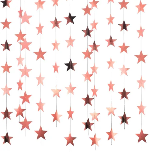 Vista 11 de Patelai Guirnalda de estrellas con purpurina 2026, decoración de graduación de 130 pies, pancarta colgante de estrella para fiesta, cumpleaños