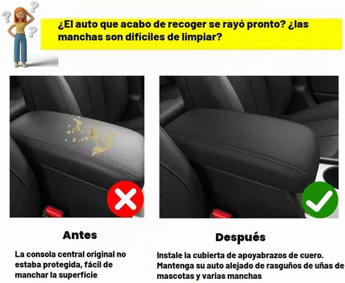 Vista 2 de Blazeray para Kia Optima 2016-2020 Funda para el reposabrazos de la consola central, de piel, antiarañazos, impermeable, protector de reposabrazos