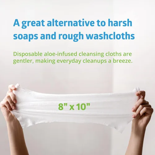 Vista 6 de FitRight - Toallitas de limpieza personal con aloe (8 x 10 pulgadas) 600 toallitas corporales hidratantes para adultos para baño y limpieza