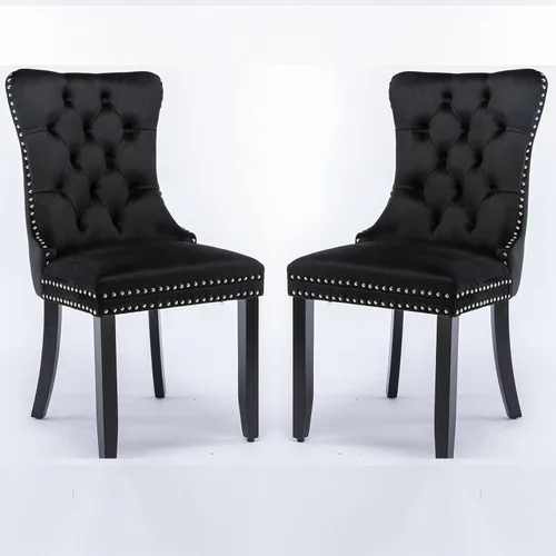 Vista 11 de Parson's Chairs - Silla de comedor tapizada de terciopelo de madera maciza con patas chapadas de acero inoxidable cromado, ribete de cabeza de clavo