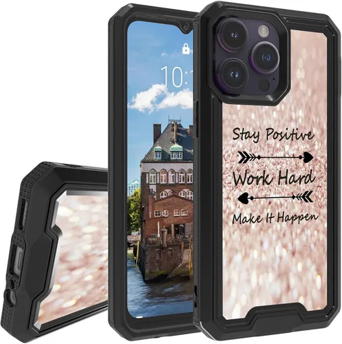 Vista 10 de Rossy Funda para iPhone 14 Pro Max con patrón de cinta de casete de audio para mujeres y hombres, 2 en 1, híbrida de doble capa, resistente, a
