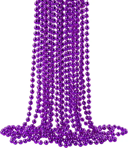 Vista 15 de ZZYFGH 12 Collares de Cuentas Negras, Collares de Cuentas de Navidad de 33'' 7mm, Disfraz de Collar de Cuentas de Mardi Gras Navidad, Accesorios