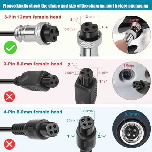 Vista 3 de Cargador rápido de batería de scooter eléctrico de 28V 2A para Razor E100 E200 E200S E175 E300 E300S E500 E225S E325S MX350 MX400 PR200 Pocket Mod