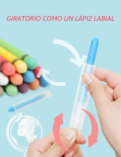 Vista 5 de luckyrain - Tiza no tóxica sin polvo con soporte para niños, tiza de colores, 24 unidades lavable y adecuado para varios materiales tiza