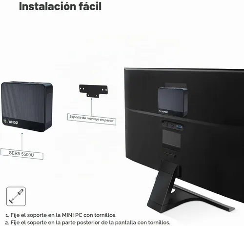 Vista 8 de Beelink SER5 Mini PC, AMD Ryzen 5 5500U 6C/12T, 16G DDR4 RAM 480G SSD