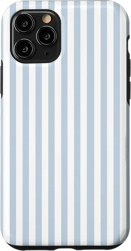 Vista 29 de Funda con patrón geométrico de rayas blancas y azul claro para iPhone 17