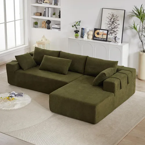 Vista 14 de Sofá modular de 108 pulgadas, sofá modular convertible para sala de estar y dormitorio, moderno juego de sofá modular tapizado de felpilla, sofás