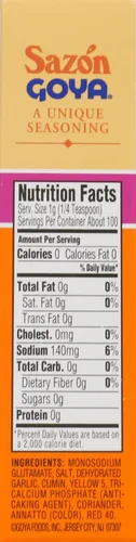 Vista 2 de Goya Foods Sazón, condimento con cilantro y achiote, 3.52 Oz