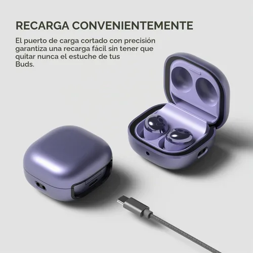 Vista 6 de VRS Design Funda moderna para Galaxy Buds (2023, 2022, 2021, 2020), color morado