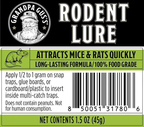 Vista 9 de Grandpa Gus’s Atrayente de Roedores de Grado Alimentario para Trampas de Ratas y Ratones, Atrayente de Cebo Natural, No Tóxico y Seguro, Compatible