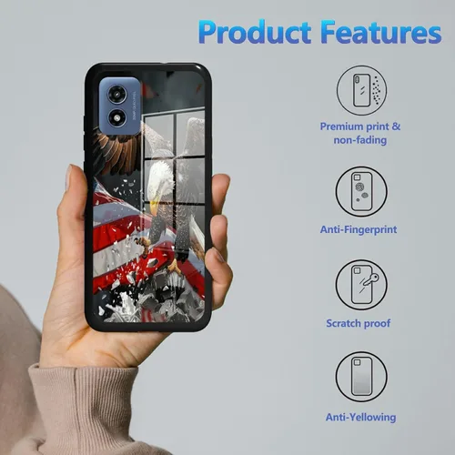Vista 2 de Funda para Motorola Moto G Play 4G 2024 con protector de pantalla, parte trasera de vidrio templado + funda de silicona suave TPU absorción