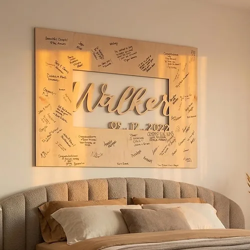 Vista 8 de Alternativa personalizada para libro de invitados de boda – Libro único de registro de boda con apellido cortado personalizado para recepción