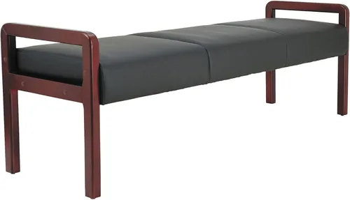 Vista 7 de Alera ALE Reception Lounge WL Series Bench, 65 3/4 x 22 1/4 x 22 7/8, negro/caoba