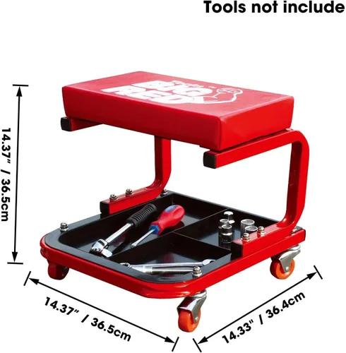 Vista 7 de DNA Motoring Enredadera automotriz de plástico ABS resistente y Torin TR6300 acolchado mecánico Rolling Shop Seat