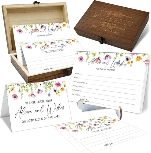 Vista 8 de Consejos y deseos para el señor y la señora - Tarjetas de consejos de boda de champán para decoraciones de despedida de soltera, buenos deseos