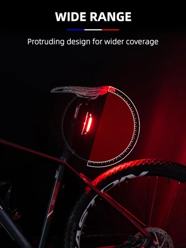 Vista 3 de ROCKBROS Luz trasera de bicicleta USB recargable LED luz trasera de bicicleta 6 modos IPX4 luz trasera de bicicleta para conducción nocturna