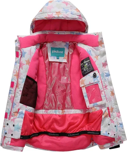 Vista 3 de PHIBEE Chaqueta de esquí para snowboard impermeable y resistente al viento para niñas, Nieve