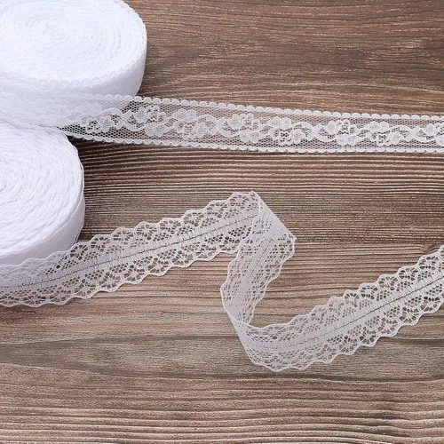 Vista 5 de Cinta de encaje blanco de 54.6 yardas, rollos de encaje de ganchillo vintage con borde festoneado para coser bricolaje, manualidades, cinta de boda