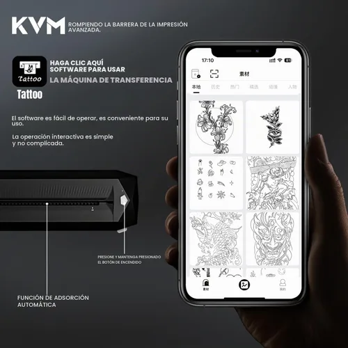 Vista 2 de Impresora inalámbrica de plantillas de transferencia de calor de tatuaje