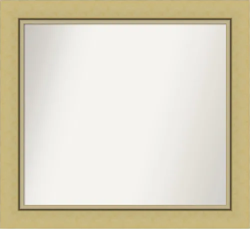 Vista 118 de Amanti Art Landon Gold Espejo de baño, espejo de pared o espejo de tocador de baño sobre el fregadero (26.25 x 26.25 pulgadas) Espejo no biselado