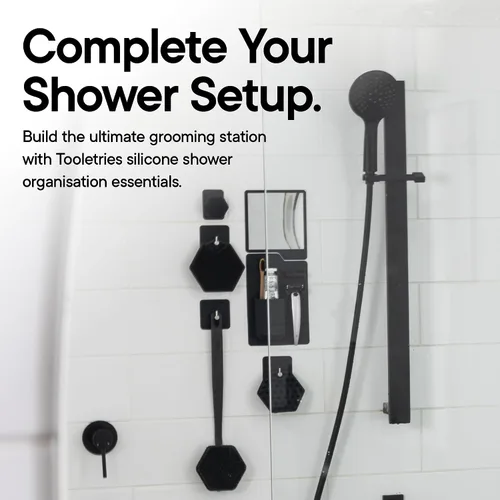 Vista 22 de TOOLETRIES Harvey & Oliver, Shower Organizer & Shaving Mirror - Charcoal