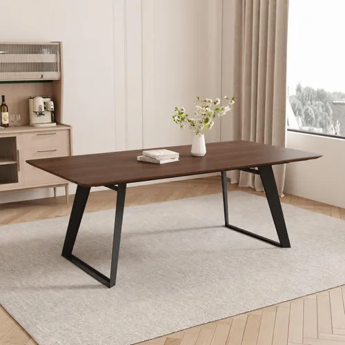 Vista 11 de ZckyCine Mesa de Comedor Moderna de Mediados de Siglo y Sillas para 4 Rectangular de Madera Expandible que Ahorra Espacio Multifuncional Marrón