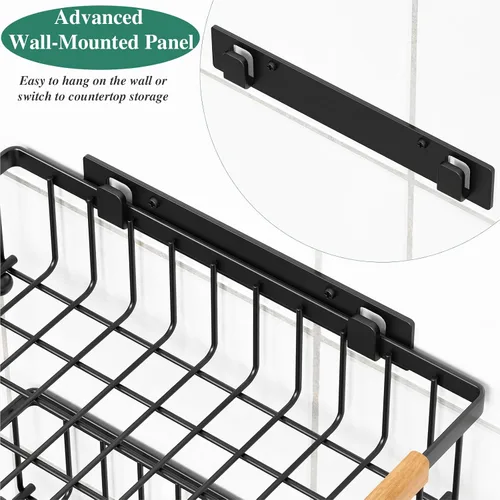 Vista 9 de OKZEST Cesta de frutas de 3 niveles para encimera de cocina, frutero colgante de pared y organizador de encimera de cocina con 2 ganchos de plátano