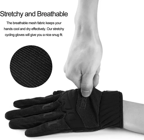 Vista 8 de INBIKE - Guantes para bicicleta de montaña para hombres con protección para nudillos, acolchados, guantes de ciclismo transpirables para MTB