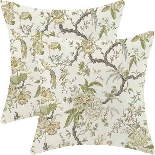 Vista 35 de CXMEIFLY Juego de 2 fundas de almohada de hojas florales de primavera de 16 x 16 pulgadas, para decoración de flores chinoiserie, almohadas
