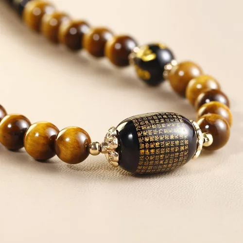 Vista 5 de Jewever Feng Shui - Collares de obsidiana negra con ojo de tigre para mujeres y hombres, collar de cristales curativos que trae buena suerte